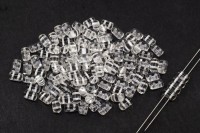 Бусины Rulla 3х5мм, отверстие 0,8мм, цвет 00030/44802 прозрачный белая линия внутри, 711-020, 10г (около 100шт)