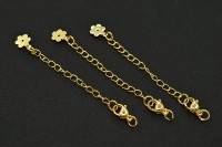 Удлинитель цепи с карабином Цветок, длина 7см, звено 4х3мм, цвет золото, латунь, 18К позолота, 01-01-33, 1уп (3шт)