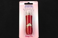 Игольница в футляре с иглами Hobby&Pro, красная, 7728351, 1шт