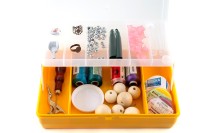 Контейнер для мелочей прямоугольный 1 секция + ячейки, 23х15х6,5см, ассорти цветов, пластиковый, 1005-071, 1шт