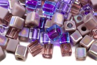 Бисер японский Miyuki Cube кубический 4мм #MIX01 оттенки сиреневого, микс Lilacs, 10 грамм