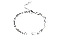 Основа для браслета Цепочка с карабином 16см, звено 12х4мм и 4х3мм, удлинитель 4см, ячейка 4х3мм, цвет стальной, хирургическая сталь, 16-121, 1шт