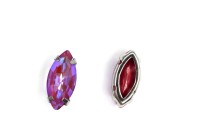 Кристалл Наветт 15х7мм пришивной в оправе, цвет red zircon FL/платина, 43-189, 2шт