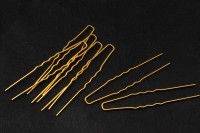 Шпильки для волос, длина 63мм, цвет золото, железо, 19-050, 10шт