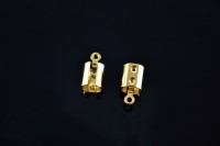 Зажим-концевик для шнуров 12х6,5мм, отверстие 1мм, цвет золото, хирургическая сталь, 04-088, 2шт
