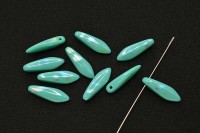 Бусины Dagger beads 16х5мм, отверстие 0,8мм, цвет 63130/2870V бирюзовый AB Stripes, 736-152, 10шт