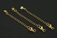 Удлинитель цепи с карабином Звезда, длина 7см, звено 4х3мм, цвет золото, латунь, 18К позолота, 01-01-32, 1уп (3шт)