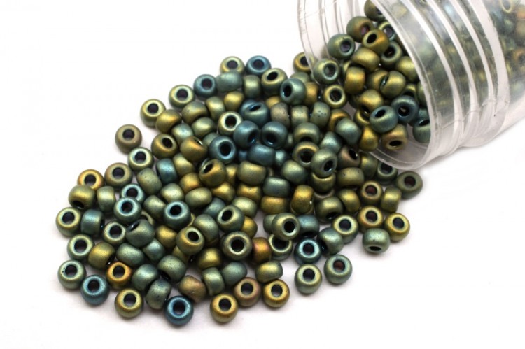 Бисер японский MIYUKI круглый 8/0 #2008 патина, матовый металлизированный ирис, 10 грамм Бисер японский MIYUKI круглый 8/0 #2008 патина, матовый металлизированный ирис, 10 грамм
