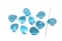 Бусина Капля 13х9мм, цвет голубой, прозрачная, стекло, 735-092, 10шт