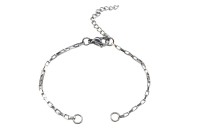 Основа для браслета Цепочка с карабином 15см, звено 3х1мм, удлинитель 4см, ячейка 3х2мм, цвет стальной, хирургическая сталь, 16-020, 1шт