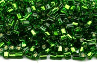 Бисер японский TOHO Triangle треугольный 11/0 #0027B зеленая трава, серебряная линия внутри, 5 грамм