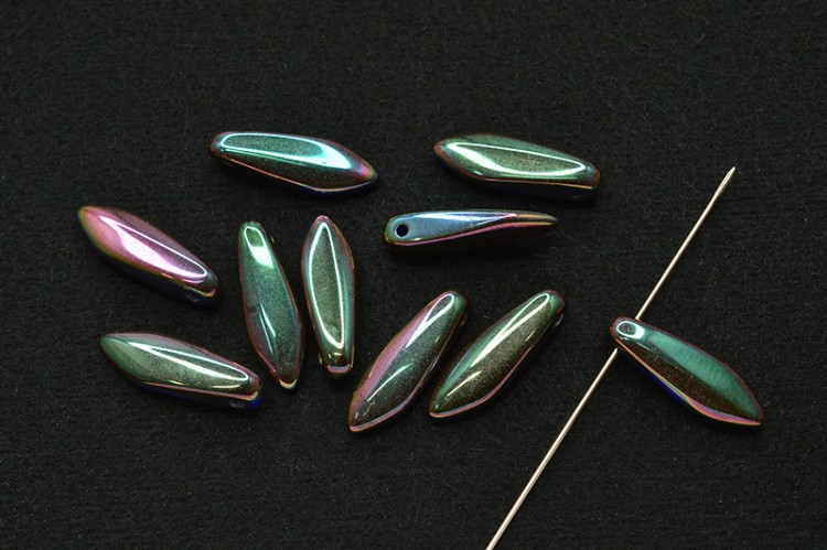 Бусины Dagger beads 16х5мм, отверстие 0,8мм, цвет 33050/29123 Opaque Blue Full Apricot Medium, 736-151, 10шт Бусины Dagger beads 16х5мм, отверстие 0,8мм, цвет 33050/29123 Opaque Blue Full Apricot Medium, 736-151, 10шт