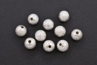 Бусина металлическая с напылением 8мм, отверстие 1,5мм, цвет серебро, латунь, 504-018, 10шт