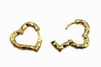 Серьги Конго Сердце 20х20х3мм, латунь, позолота, 21-423, 1 пара