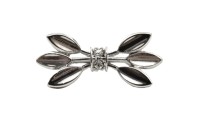 Замок-защелка на 2 шнура 24х10мм Elegant elements, отверстие 4х5мм, сплав металлов, родий, 06-191, 1шт