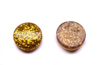 Кабошон круглый с блестками 13-14х4-5мм, цвет золото, смола, 2006-023, 2шт
