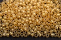 Бисер японский TOHO круглый 11/0 #PF2110 Permanent Finish молочный светлый топаз, серебряная линия внутри, 10 грамм