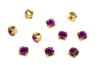 Шатоны Preciosa Maxima 3,2мм в оправе, цвет fuchsia DF/gold, 63-247, 10шт
