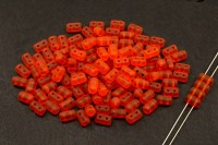Бусины Rulla 3х5мм, отверстие 0,8мм, цвет 90030/84110 матовый красно-оранжевый, 711-116, 10г (около 100шт)