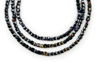 Бусина стеклянная кубическая 4х4мм, цвет черный, гальваническое покрытие, 542-012, 10шт