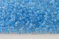 Бисер китайский круглый размер 12/0, цвет 0136 прозрачный, голубая линия внутри, 450г