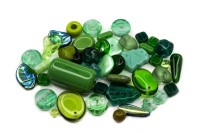 Бусины МИКС №004 Preciosa, зеленая гамма, стеклянные, 25г (около 20шт)