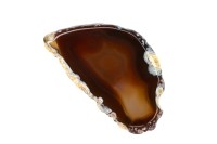 Срез Агата природного, оттенок коричневый, 66х38х5мм, отверстие 2мм, 37-231, 1шт