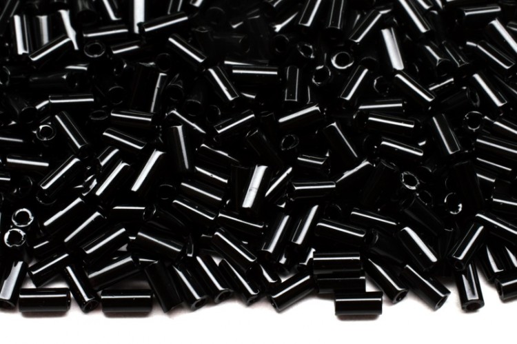 Бисер японский Miyuki Bugle стеклярус 3мм #0401 черный, непрозрачный, 10 грамм Бисер японский Miyuki Bugle стеклярус 3мм #0401 черный, непрозрачный, 10 грамм