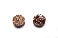 Кабошон круглый имитация кварца (друзы) 10х3мм, цвет коричневый, смола, 2006-012, 1шт