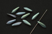 Бусины Dagger beads 16х5мм, отверстие 0,8мм, цвет 23980/22570 Jet/Celsian Full матовый, 736-149, 10шт