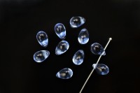 Бусина Капля 9х6мм, цвет голубой, прозрачная, стекло, 735-055, 10шт