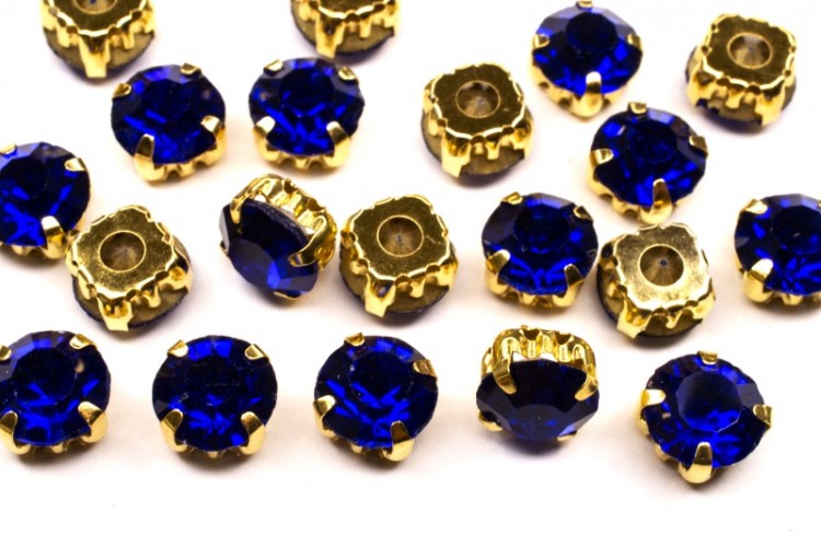 Шатоны Astra 7мм пришивные в оправе, цвет 25 синий/золото, стекло/латунь, 62-133, 20шт Шатоны Astra 7мм пришивные в оправе, цвет 25 синий/золото, стекло/латунь, 62-133, 20шт