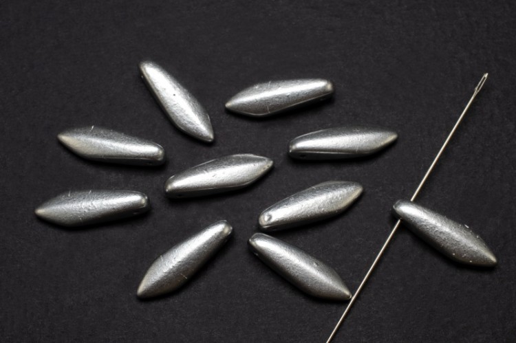 Бусины Dagger beads 16х5мм, отверстие 0,8мм, цвет 01700 серебро металлик, 736-092, 10шт Бусины Dagger beads 16х5мм, отверстие 0,8мм, цвет 01700 серебро металлик, 736-092, 10шт