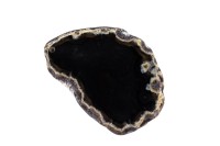 Срез Агата природного, оттенок чёрный, 59х41х5мм, отверстие 2мм, 37-396, 1шт