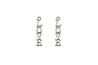 Подвеска LOVE 33х7х2мм, отверстие 2мм, цвет античное серебро, сплав металлов, 22-207, 2шт