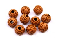 Бусины акриловые круглые с орнаментом, 11 мм, отверстие 3,5 мм, имитация дерева, 540-351, 10 шт