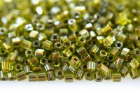 Бисер японский TOHO Hexagon шестиугольный 11/0 #0991 перидот, золотая линия внутри, 5 грамм