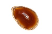 Срез Агата природного, оттенок коричневый, 64х43х6мм, отверстие 2мм, 37-471, 1шт