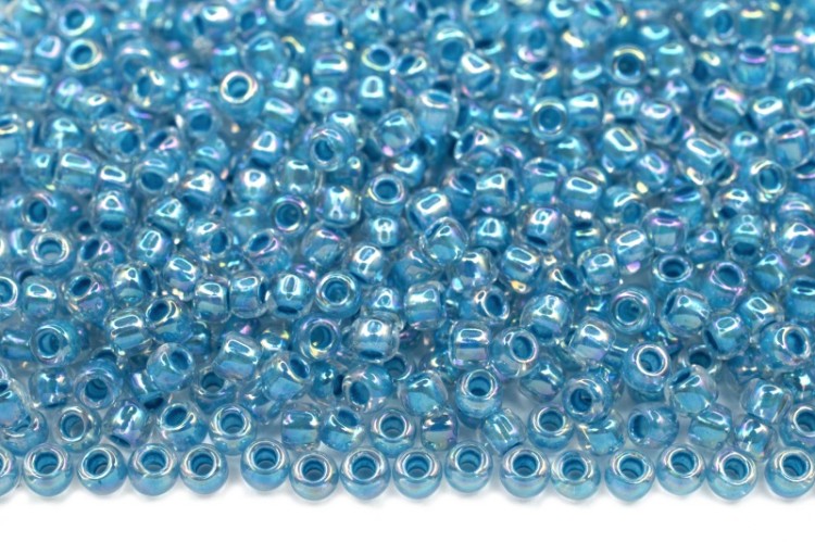 Бисер японский TOHO круглый 11/0 #0781 хрусталь/голубой радужный, окрашенный изнутри, 10 грамм Бисер японский TOHO круглый 11/0 #0781 хрусталь/голубой радужный, окрашенный изнутри, 10 грамм