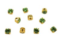 Шатоны Preciosa Maxima 3,2мм в оправе, цвет erinite DF/gold, 63-245, 10шт