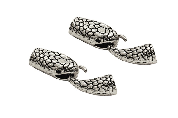 Замок-концевик Змея 23х12х9мм, петелька 19х11х9мм, отверстие 3мм, внутренний диаметр 7мм, цвет античное серебро, сплав металлов, 01-01-37, 2 комплекта Замок-концевик Змея 23х12х9мм, петелька 19х11х9мм, отверстие 3мм, внутренний диаметр 7мм, цвет античное серебро, сплав металлов, 01-01-37, 2 комплекта