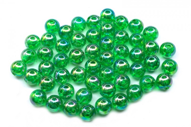 Бусины акриловые круглые 8мм, отверстие 1мм, цвет зеленый, прозрачные, радужное покрытие, 529-002, 10г (около 40шт) Бусины акриловые круглые 8мм, отверстие 1мм, цвет зеленый, прозрачные, радужное покрытие, 529-002, 10г (около 40шт)