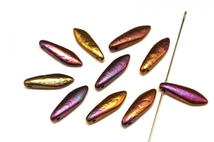 Бусины Dagger beads 16х5мм, отверстие 0,8мм, цвет 01640Е фиолетовый ирис, Etched, 736-091, 10шт Бусины Dagger beads 16х5мм, отверстие 0,8мм, цвет 01640Е фиолетовый ирис, Etched, 736-091, 10шт