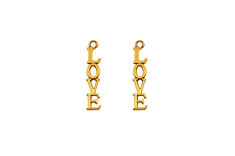 Подвеска LOVE 33х7х2мм, отверстие 2мм, цвет античное золото, сплав металлов, 22-208, 2шт Подвеска LOVE 33х7х2мм, отверстие 2мм, цвет античное золото, сплав металлов, 22-208, 2шт
