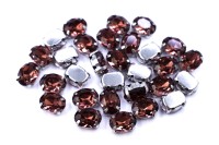 Кристалл Овал 8х6мм пришивной в оправе, цвет винный, стекло, 43-106, 2шт