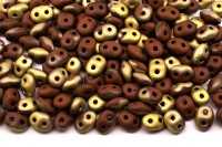 Бусины SuperDuo 2,5х5мм, отверстие 0,8мм, цвет FG13610 коричневый/золотой, 706-034, 10г (около 120шт)