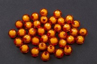 Бусины акриловые круглые граненые 10мм, отверстие 2мм, цвет оранжевый, 530-055, 10 грамм(около 19шт)
