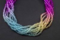 Бусина стеклянная Рондель 3х2,5мм, ассорти цветов градиент, прозрачная, 501-054, 1 нить (около 155шт)