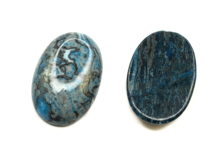 Кабошон овальный 30х20мм, Сетчатый камень, цвет оттенок синий, 2011-005, 1шт Кабошон овальный 30х20мм, Сетчатый камень, цвет оттенок синий, 2011-005, 1шт