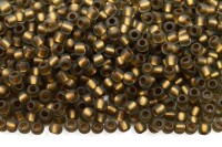 Бисер японский TOHO круглый 11/0 #0999F черный алмаз матовый радужный, золотая линия внутри, 10 грамм